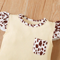 Baby Girl Ruffle Armhole Leopard Print Top & Ribbed Shorts - PrettyKid