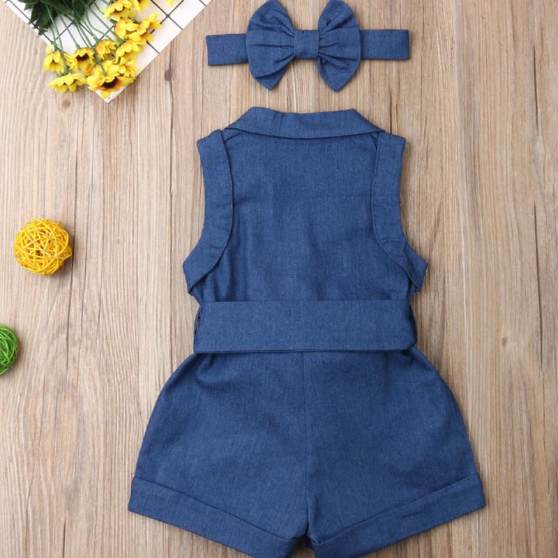 2-piece Solid Sleeveless Overalls & Headband for Toddler Girl Wholesale children's clothing - PrettyKid