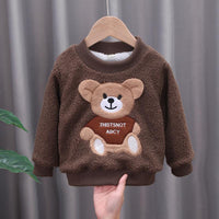 Bear Pattern Fleece-lined Sweatshirt for Children Boy - PrettyKid