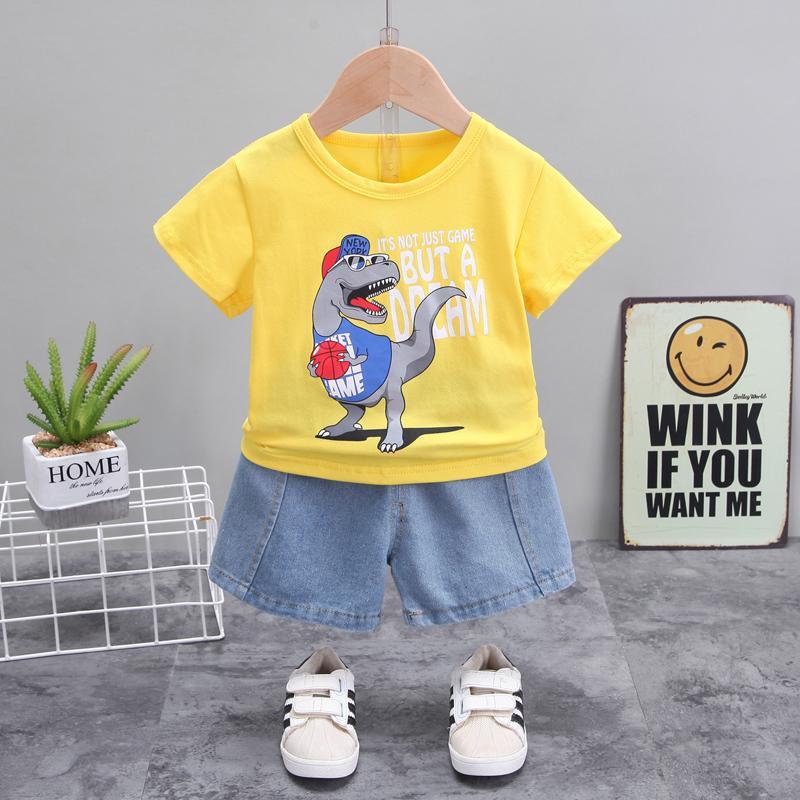 2-piece Dinosaur Pattern T-shirt & Shorts for Children Boy - PrettyKid