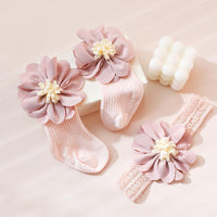 Girl 3D Flower Decor Socks & Headband - PrettyKid