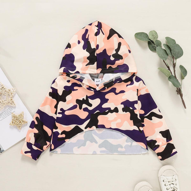 Toddler Children Girls Long Sleeve Hooded Camo Hoodie Coat - PrettyKid