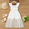 3-7Y Toddler Girls White Flutter Sleeve Lace-Paneled Jumpsuit Girl Wholesale Boutique Clothing - PrettyKid