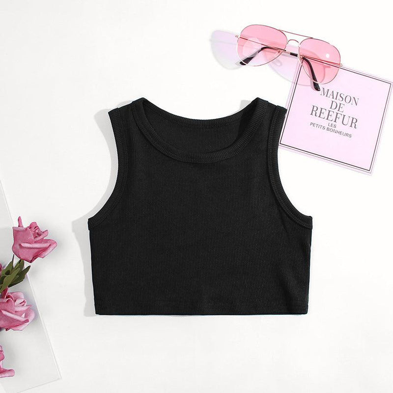 18M-6Y Toddler Girls Solid Color Crop Tank Tops Wholesale Little Girl Clothing