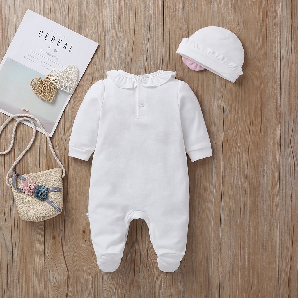 2-Piece Long-Sleeve Embroidered Jumpsuit and Hat Children's clothing wholesale - PrettyKid
