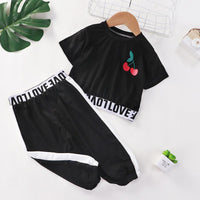 Toddler Girl 2pcs Sporty Style Summer Suit T-Shirt & Pants - PrettyKid