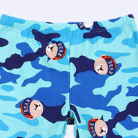 Kid Boy Cartoon Bear Patten Swimming Trunks & Swimming Cap 2 Pic Children's Clothing - PrettyKid