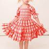 7-12Y Square Neck Lantern Short Sleeve Ruffled Pleats Casual Dresses For Girls Wholesale Kids Boutique Clothing - PrettyKid