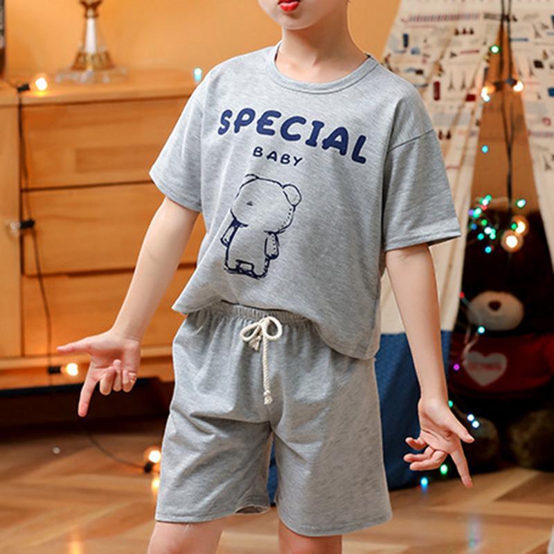 Grow Boy Bear Pattern T-shirt & Shorts - PrettyKid