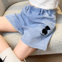 Girl Cartoon Bear Pattern Shorts - PrettyKid