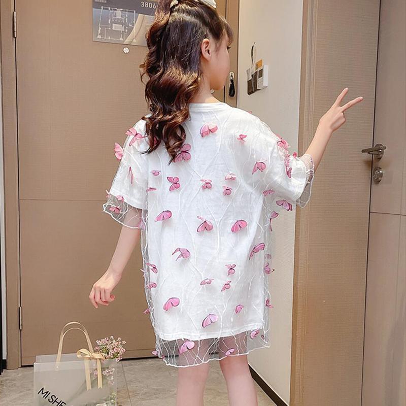 Girl Butterfly Long T-shirt Dress - PrettyKid