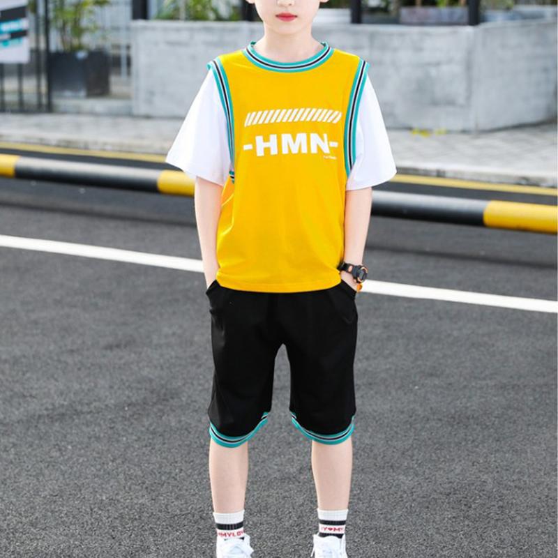 Kid Boy Sports Contrast Color Top & Shorts - PrettyKid