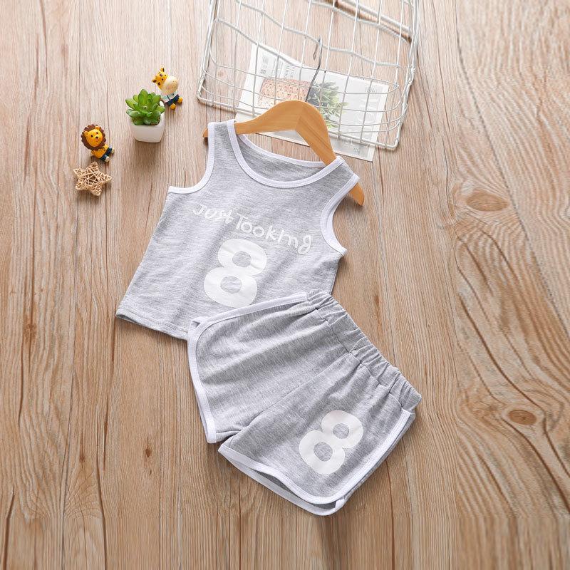 2-piece Letter Pattern Vest & Shorts for Children Boy - PrettyKid