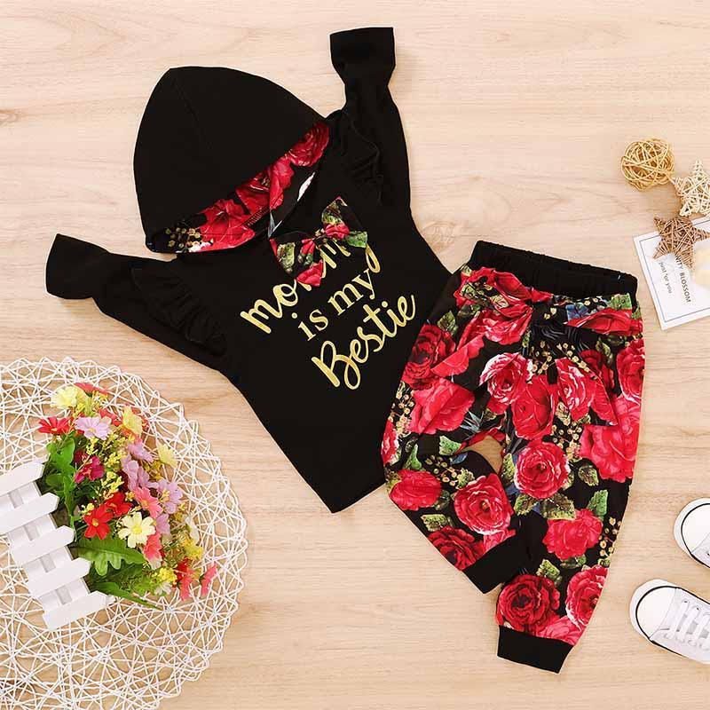 2-piece Letter Pattern Hoodie & Pants for Toddler Girl - PrettyKid