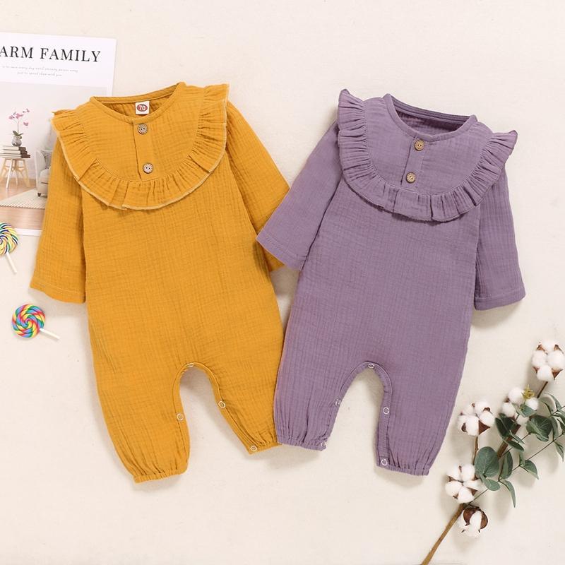 2-piece Long-sleeve Ruffled Jumpsuit Children's Clothing - PrettyKid