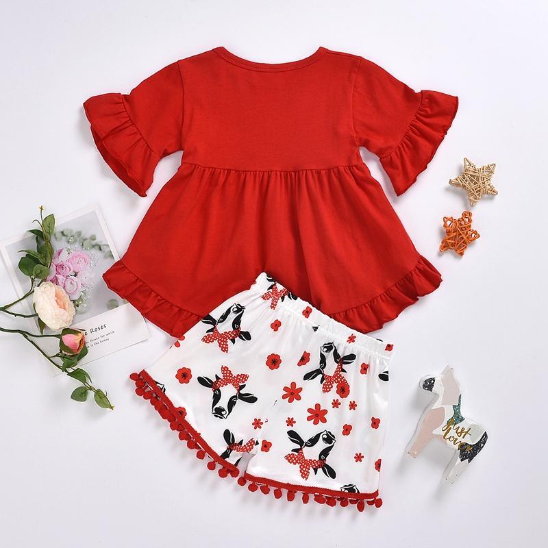 2-piece Ruffle Blouse & Tassel Shorts for Toddler Girl - PrettyKid