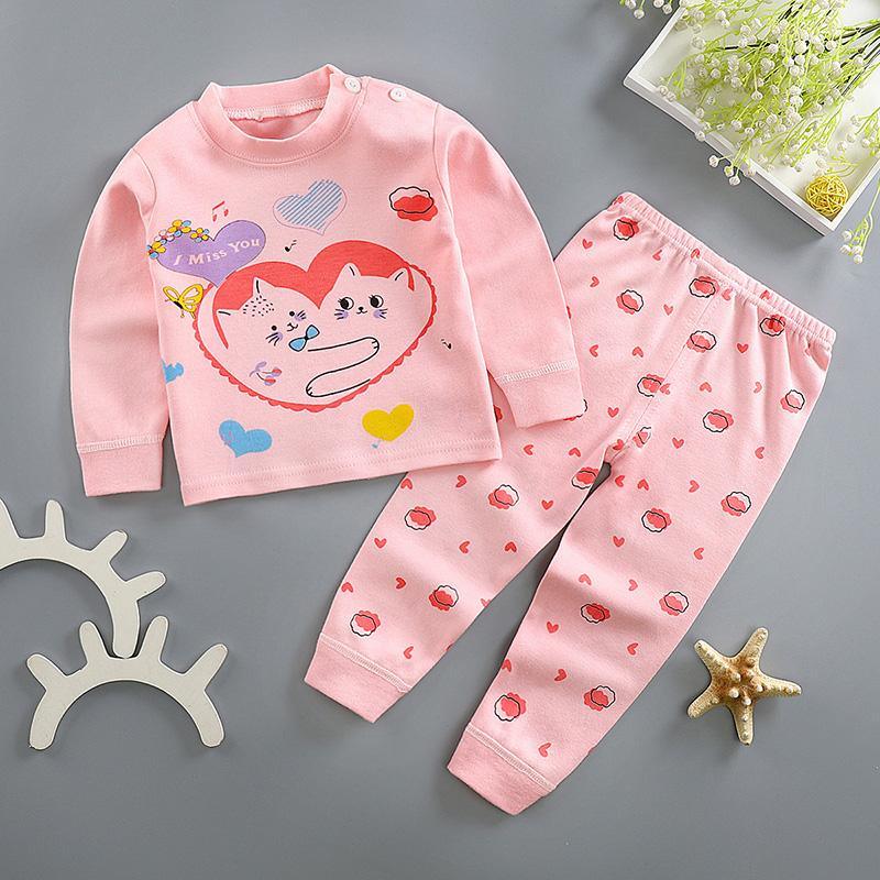 2-piece Heart-shaped Pattern Pajamas Sets for Toddler Girl - PrettyKid