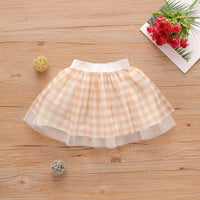 Toddler Girl Plaid Pattern Mesh Hem Summer Skirt - PrettyKid