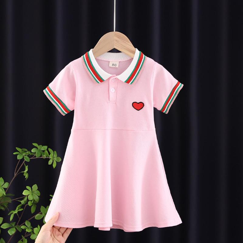 Toddler Girl Heart-shaped Pattern Polo Dress Children's Clothing - PrettyKid