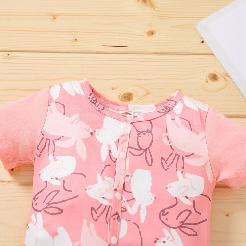 Baby Girl Cartoon Rabbit Print Jumpsuit - PrettyKid