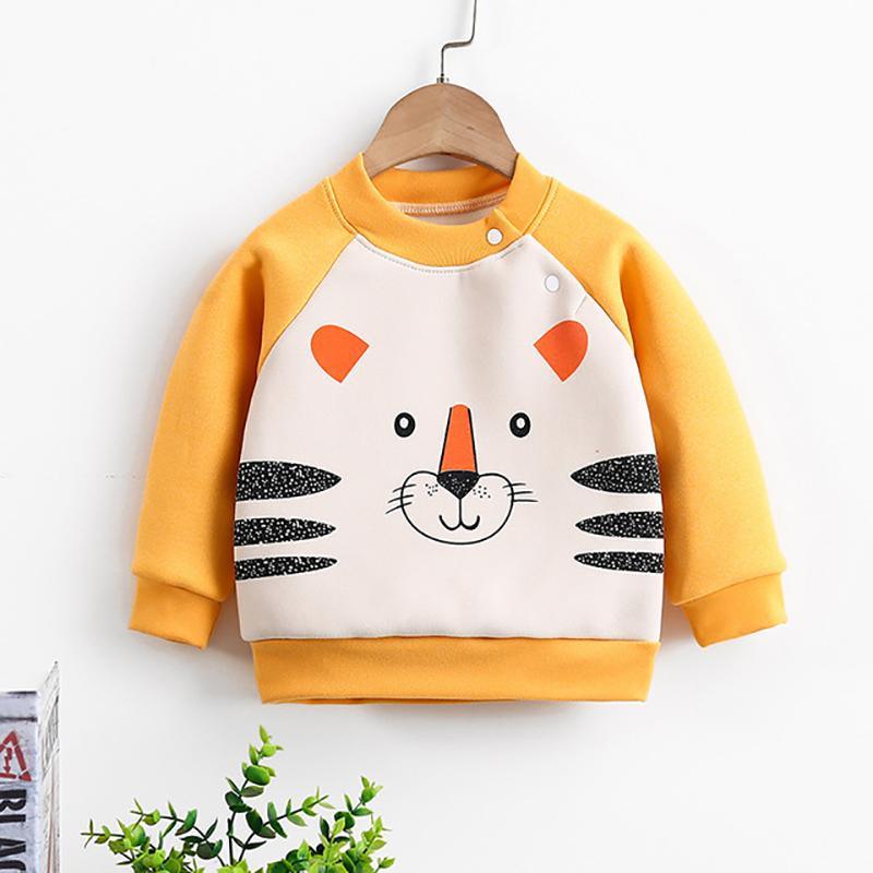 Animal Pattern Fleece-lined Sweatshirt for Toddler Girl - PrettyKid