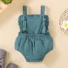 3-24M Solid Color Knotted Triangle Pleated Fungus Trim Jumpsuit Wholesale Baby Clothes - PrettyKid