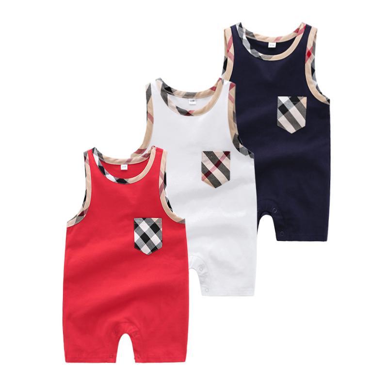 Plaid Sleeveless Bodysuit for Baby Children's clothing wholesale - PrettyKid