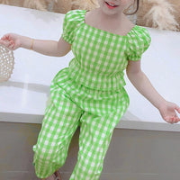 2-piece Plaid Suit for Toddler Girl Children's Clothing - PrettyKid