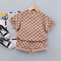 Grow Boy Letter Print Top & Shorts - PrettyKid