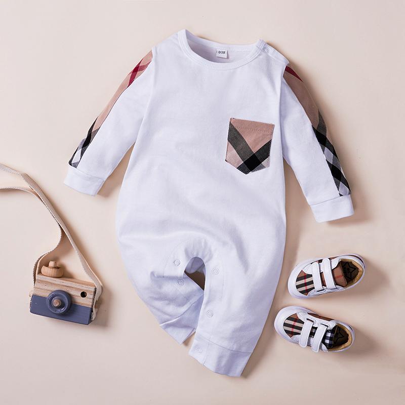 High Quality Cotton Casual Plaid Color-block Long-sleeve Jumpsuit for Baby Children's clothing wholesale - PrettyKid