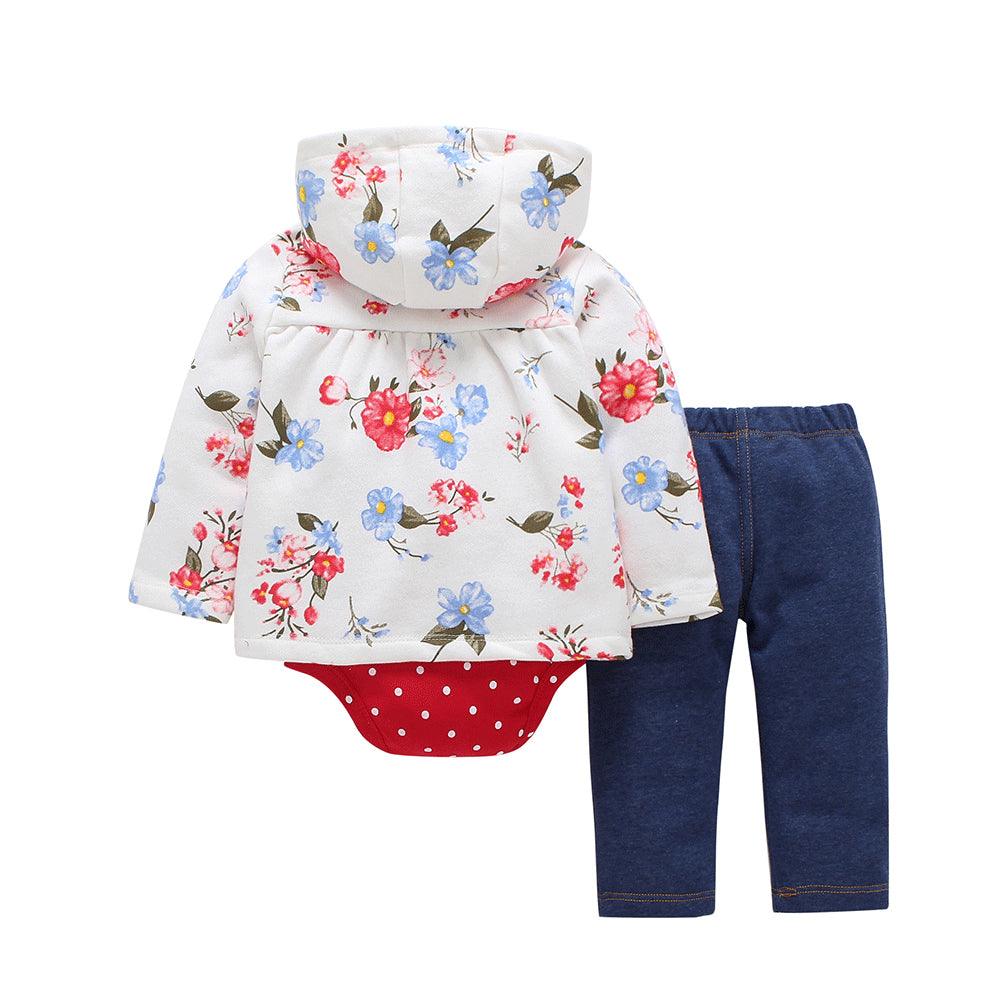 Baby Girls Red Dot Coat Jumpsuit Pants Set Plain Baby Clothes Wholesale - PrettyKid