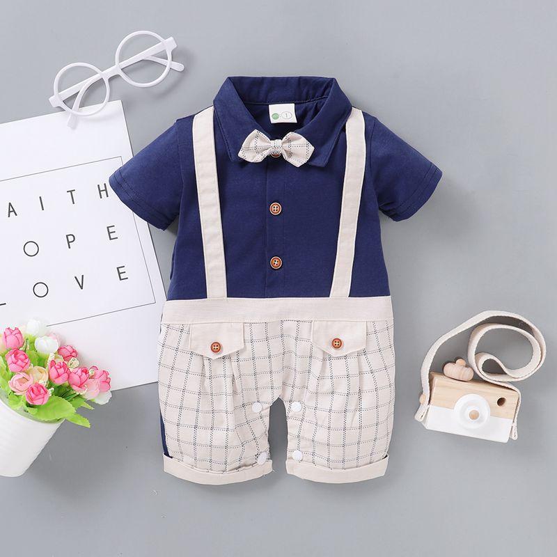 Gentleman Bow Decor Jumpsuit for Baby Boy Wholesale children's clothing - PrettyKid