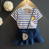 2-piece Striped Dress Set for Toddler Girl - PrettyKid