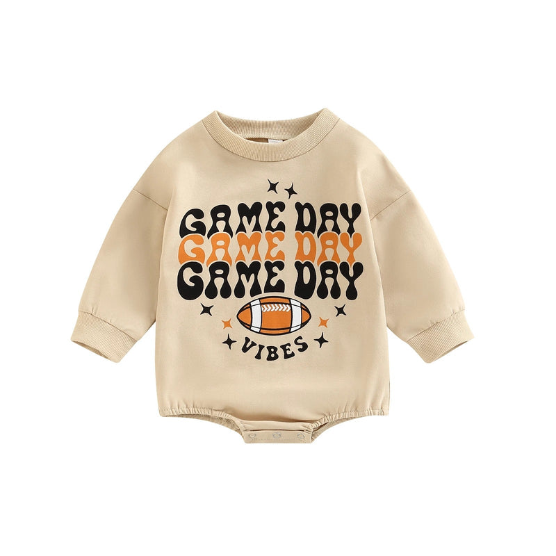 0-12M Baby Girl Onesies Long Sleeve Letter Rugby Print Bodysuit Wholesale Baby Clothes - PrettyKid