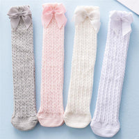 Girl Bow Knot Decor Mesh Stockings Children's Clothing - PrettyKid