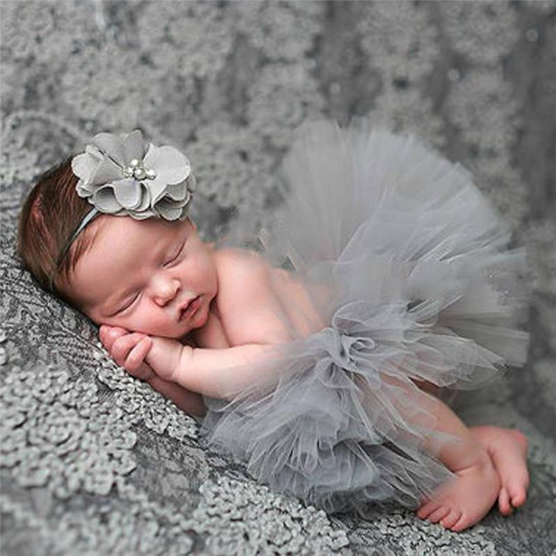 2-piece Solid Tutu Dress Baby Photographic Clothing & Headband - PrettyKid