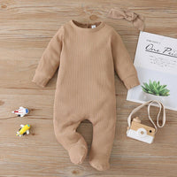 Baby Solid Footed Long-sleeve Jumpsuit - PrettyKid