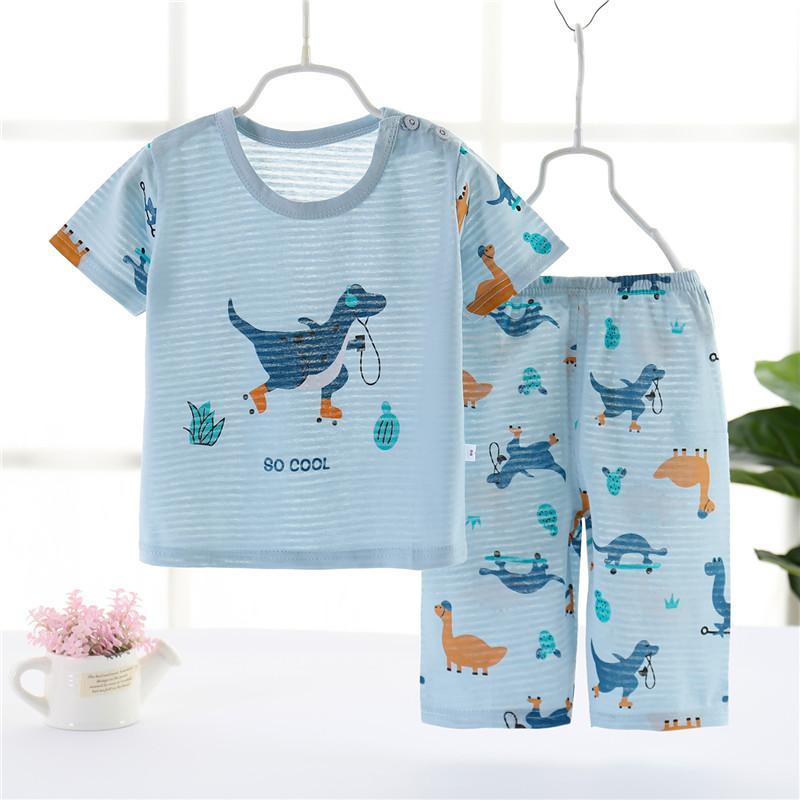 Toddler Boy Dinosaur Pattern Pajamas Sets - PrettyKid