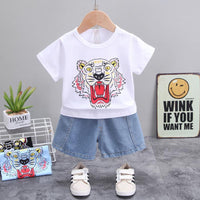 2-piece Tiger Pattern T-shirt & Shorts for Children Boy - PrettyKid