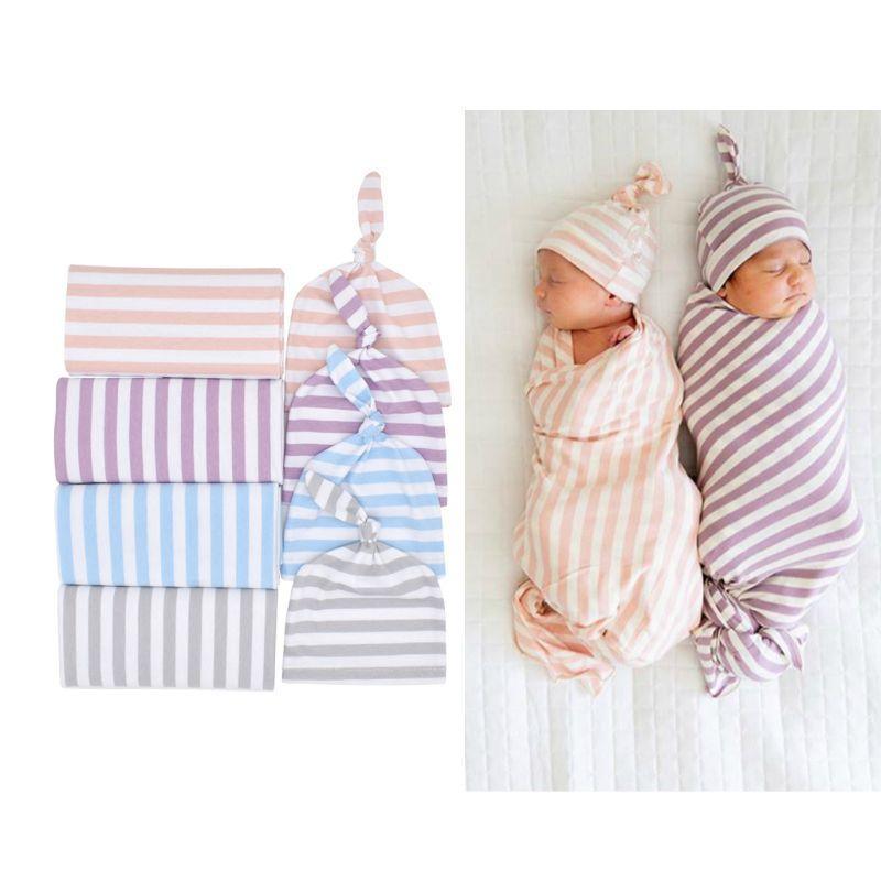 2-piece Stripe Cotton Sleep Bag and Hat Sets for Baby - PrettyKid