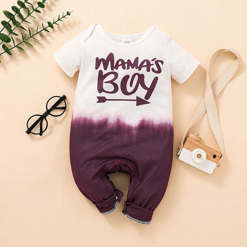 Baby Boy Gradient Monogram Print Bodysuit Baby One Piece Jumpsuit - PrettyKid