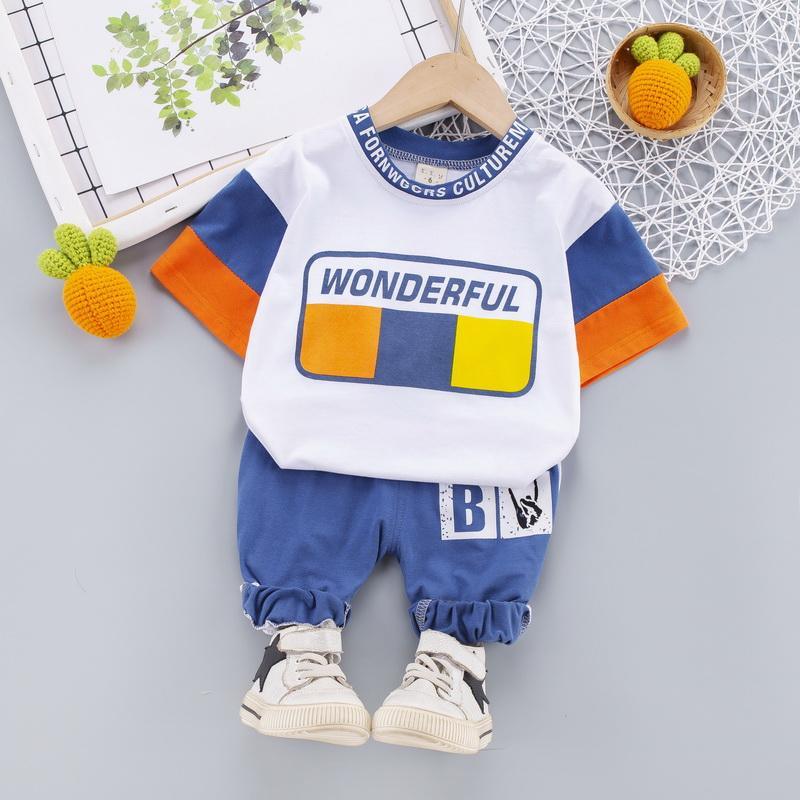 2-piece Color-block T-shirt & Pants for Children Boy - PrettyKid