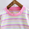 2-piece Colorful Striped T-shirt & Dungarees for Toddler Girl Wholesale children's clothing - PrettyKid