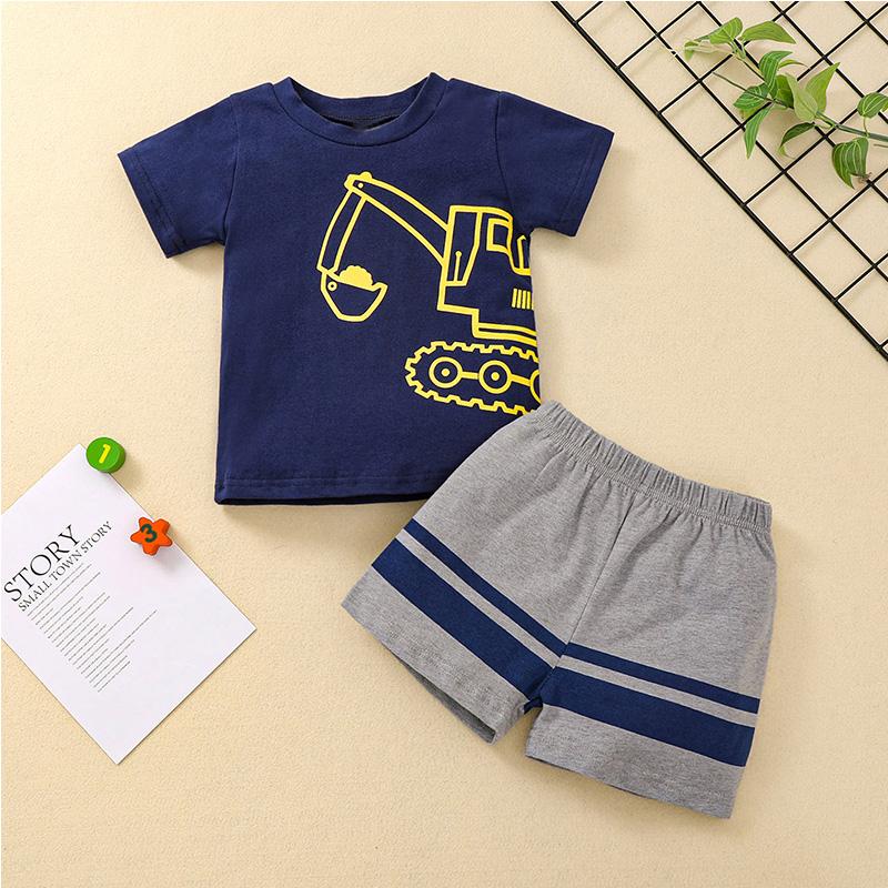Baby Boy Vehicle Pattern Suit T-Shirt & shorts - PrettyKid