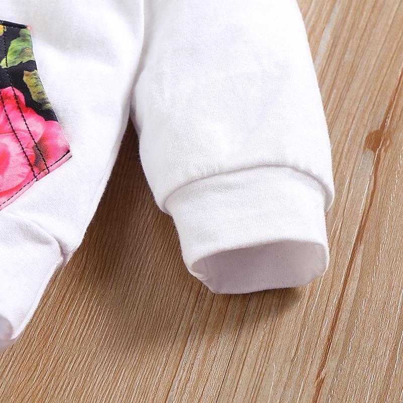 3-piece Floral Printed Hoodie & Pants & Headband for Baby Girl - PrettyKid