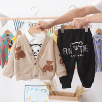 3-piece Bear Pattern Coat & Shirt & Pants for Children Boy - PrettyKid