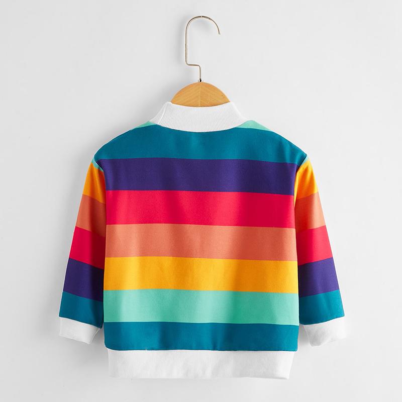 Color Stripe Printing Sweatshirts For Toddler Girls Wholesale Children's Clothing - PrettyKid