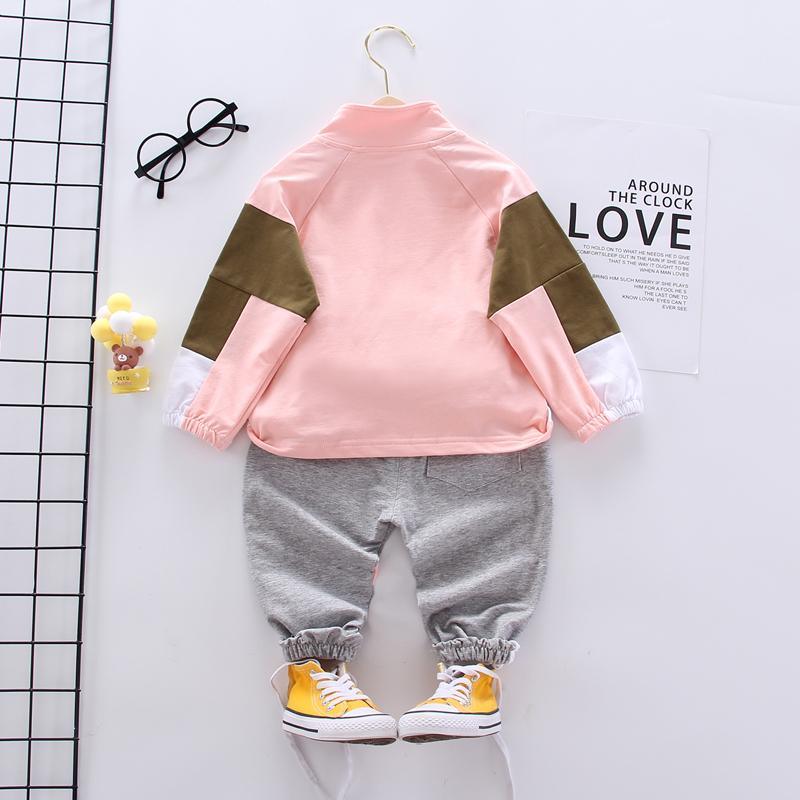 2pcs Fashion Color-block Letter Hoodies and Pants Wholesale children's clothing - PrettyKid