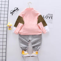 2pcs Fashion Color-block Letter Hoodies and Pants Wholesale children's clothing - PrettyKid