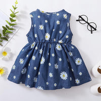 Toddler Girl Daisy Print Sleeveless Dress Children's Clothing - PrettyKid